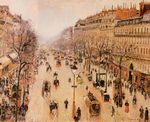 Бульвар Монмартр утром в пасмурную погоду 1897г